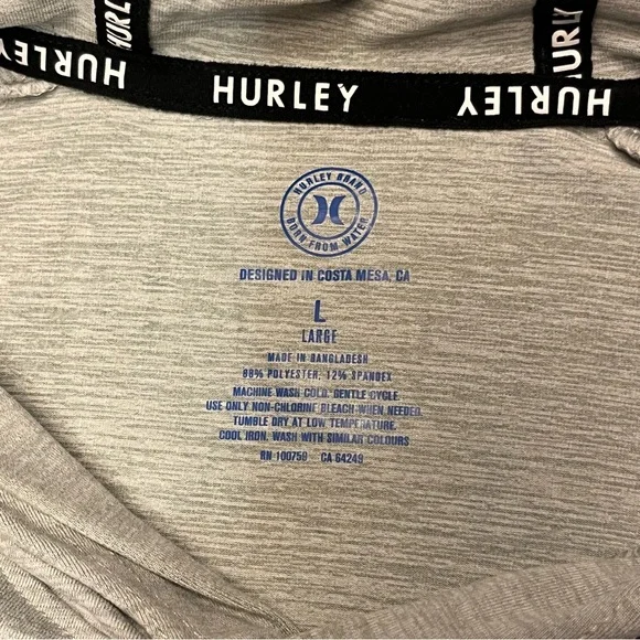 Hurley Light Gray Lightweight Performance Hoodie - Size Large - Picture 9 of 10